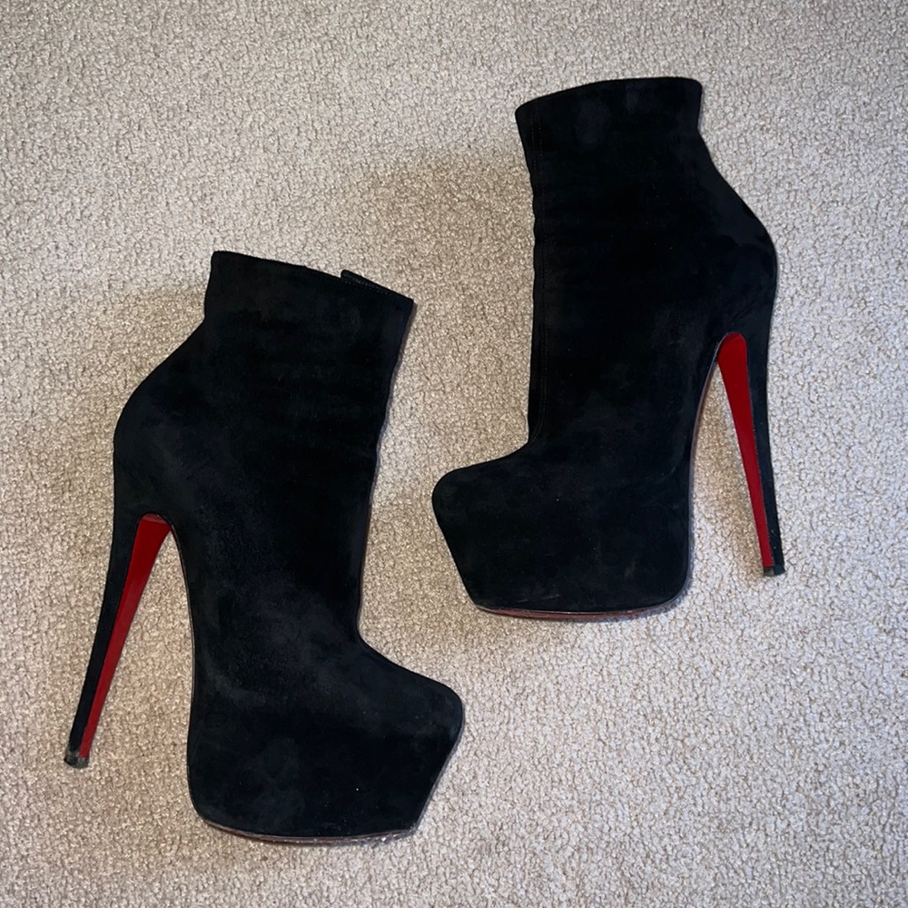 Authentic Christian Louboutin Daf Booty 160 Veau Velours black suede 35.5
